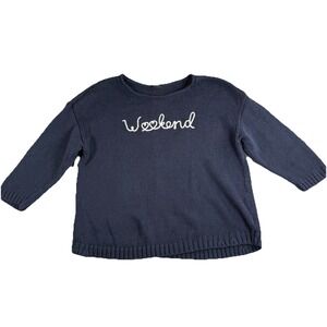 Talbots Sweater Womens XL PETITE Navy Blue Pullover "WEEKEND" Boxy Casual Cozy
